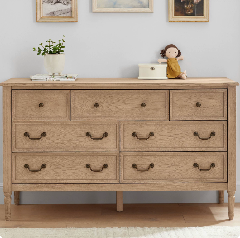 TheChildhood Harper Coastal Solid Ashwood Baby Dresser & Change Station