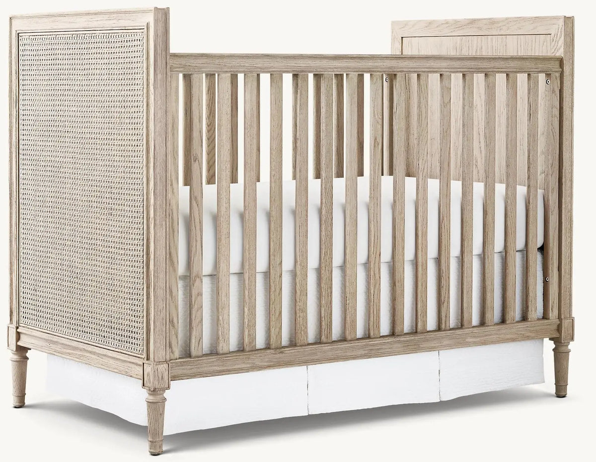 Artisanal Teak Wood Baby Crib: Hand-Woven Cane, Durable Nursery Cot