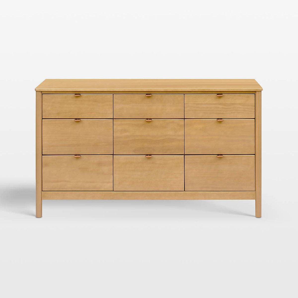 Bondi Wide 9-Drawer Honey Wood Storage Dresser