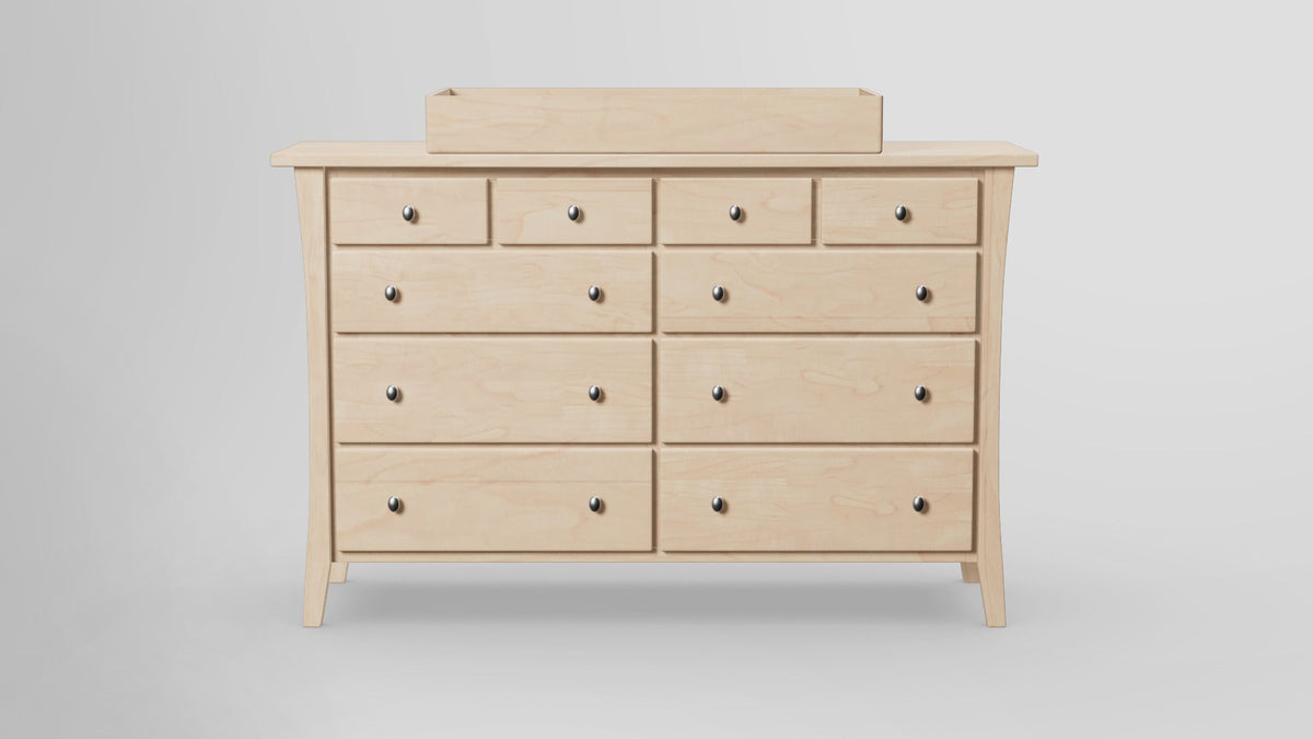 https://cdn.shopify.com/s/files/1/0216/9339/9104/files/Forest_Green_10_Drawer_Dresser_With_Tray_HardMaple_Unifinished_Front.jpg?v=1769840852