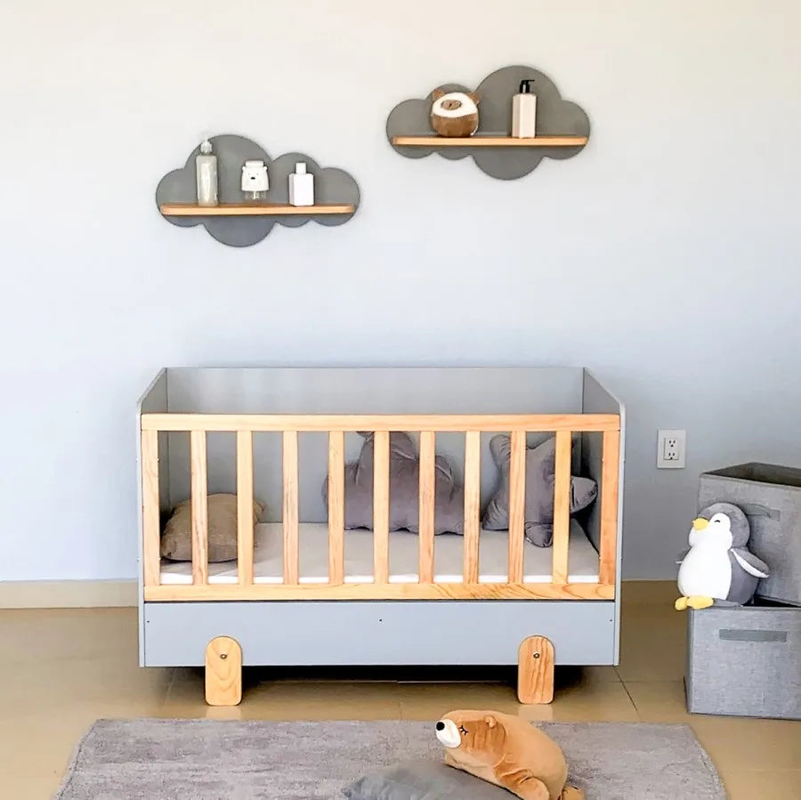 Multifunctional Natural Wood Convertible Baby Crib, 3-in-1 Premium Baby Bed
