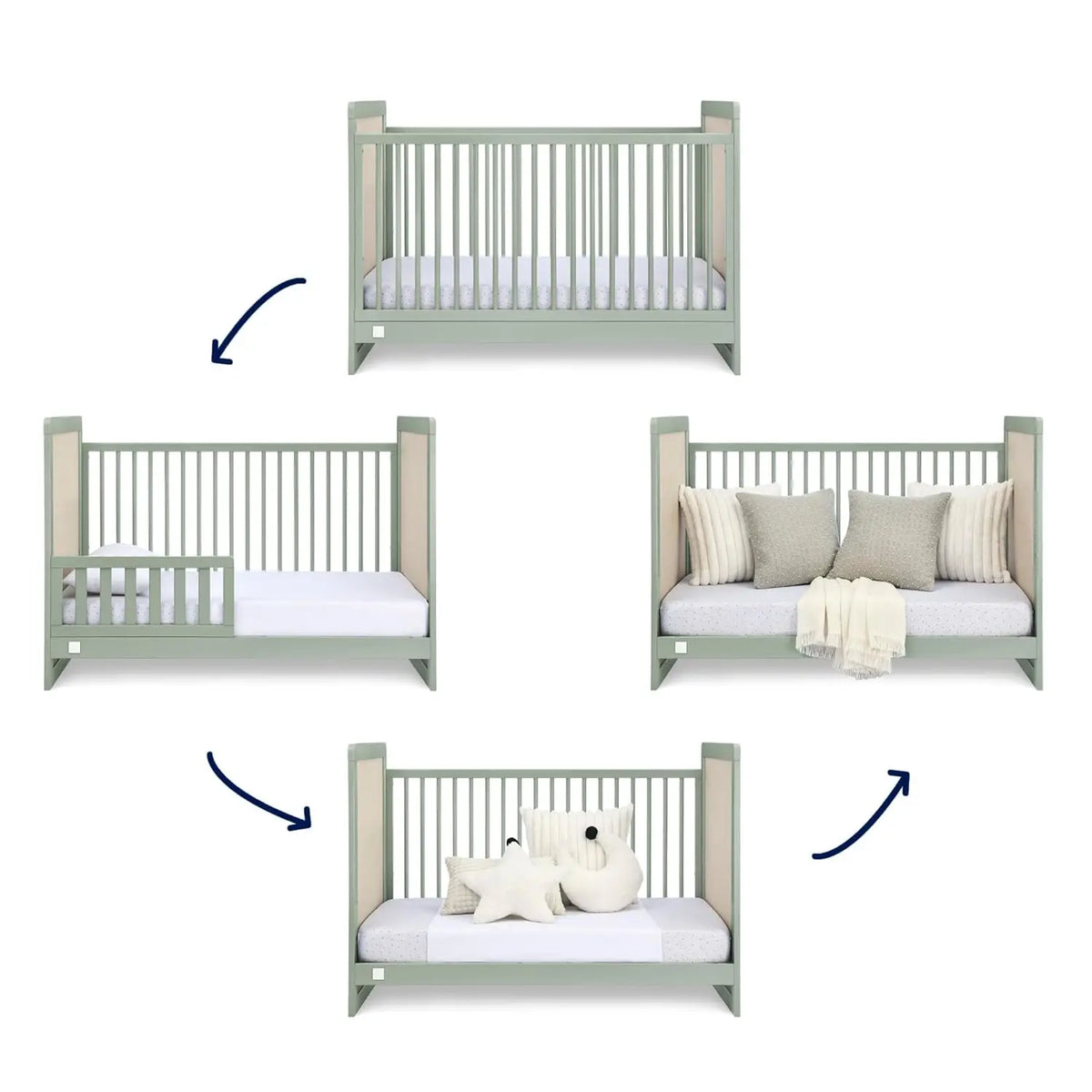 Premium 4-in-1 Convertible Wooden Baby Crib with 3 Adjustable Height Levels
