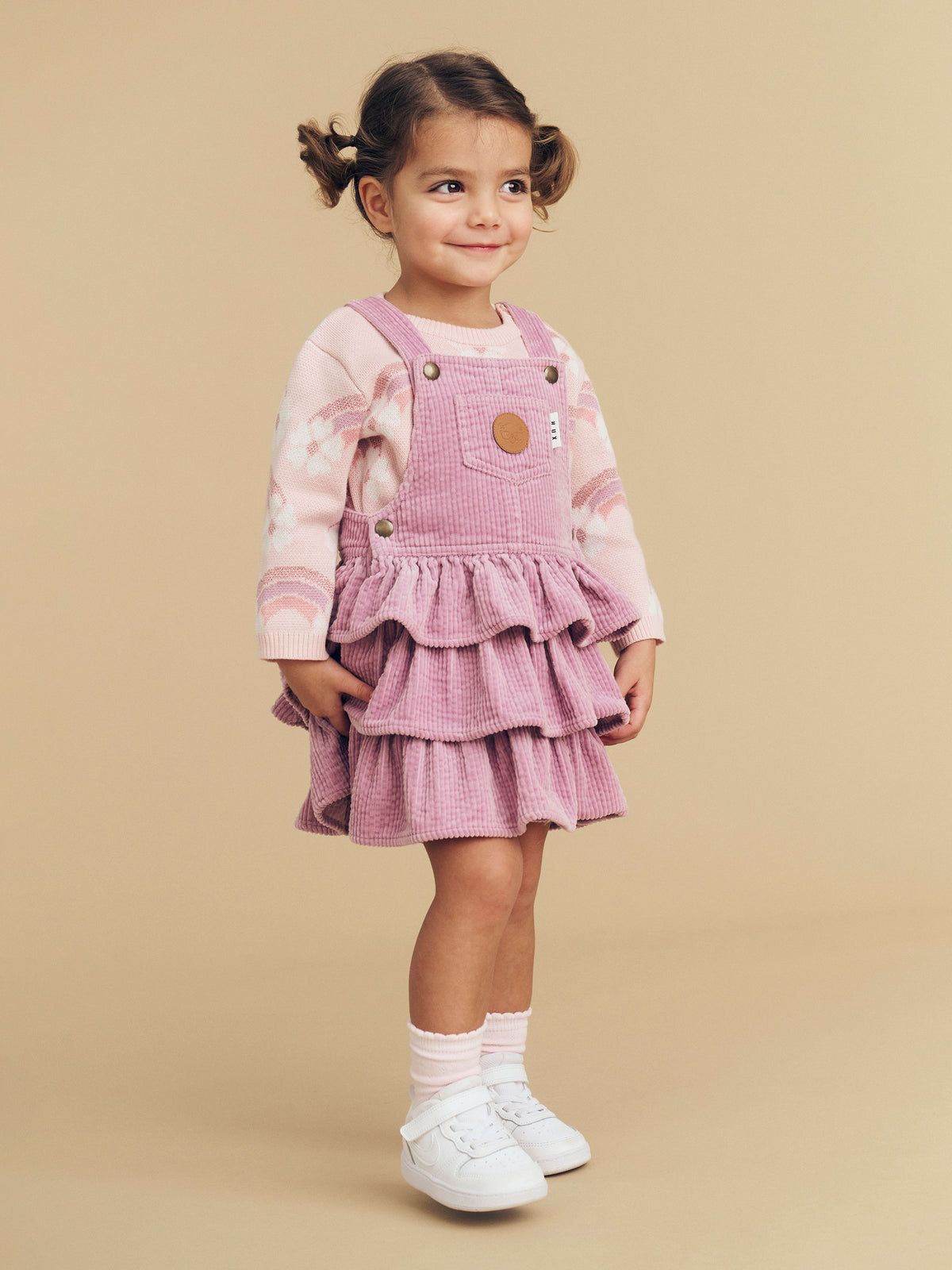 Orchid Cord Frill Overall Dress