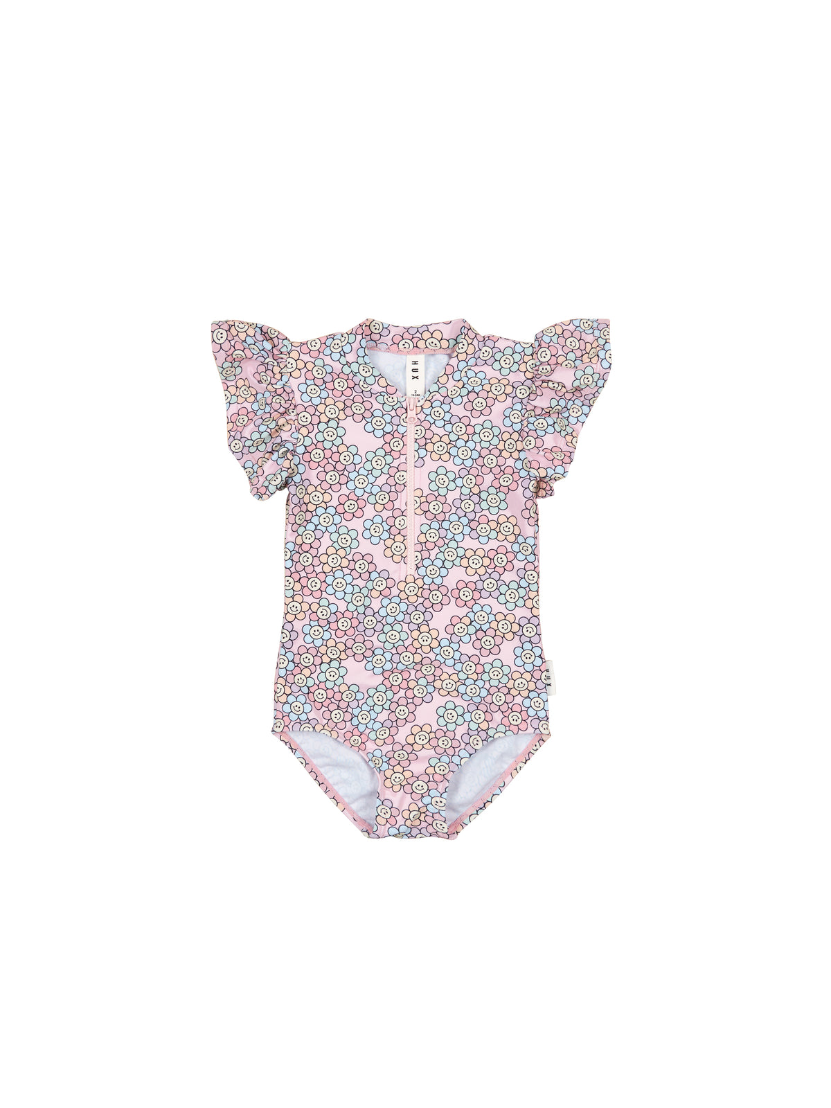 Rainbow Daisy Frill Zip Swimsuit