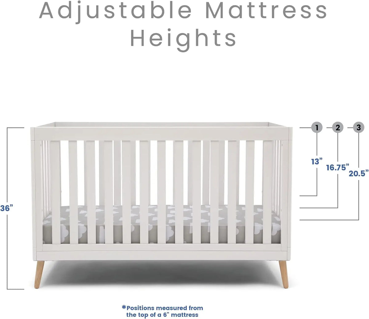 Versatile 5-in-1 Convertible Baby Crib: Adjustable Height, Toddler, Daybed, Full-Size