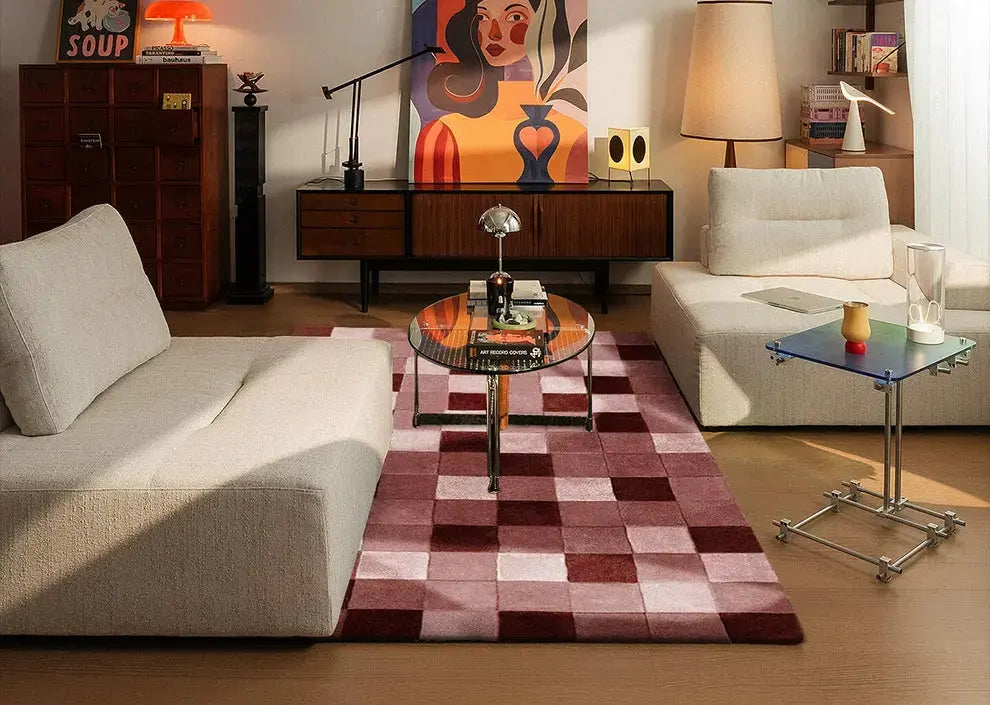 TheChildhood Celestine Handwoven Pink Plaid Rug For Nurseries FormaldehydeFree Luxury