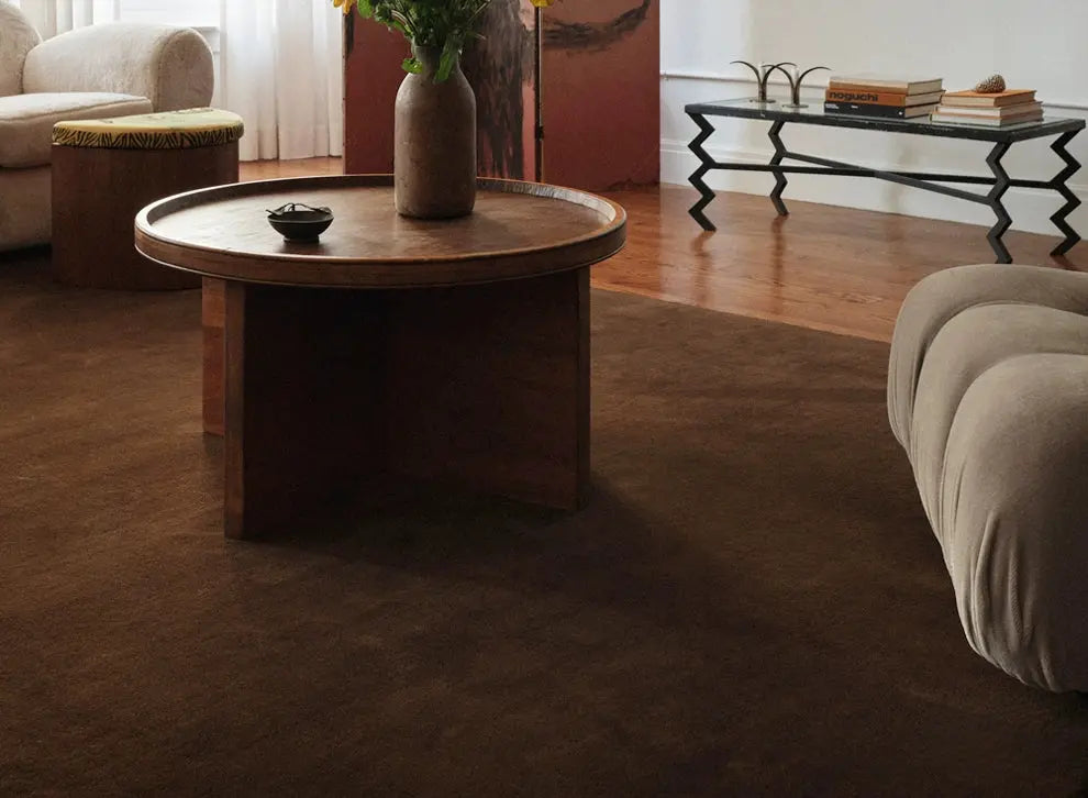 2025 new handmade medieval retro brown carpet living room full bedroom bedside minimalist pure color French homestay - The Child Hood