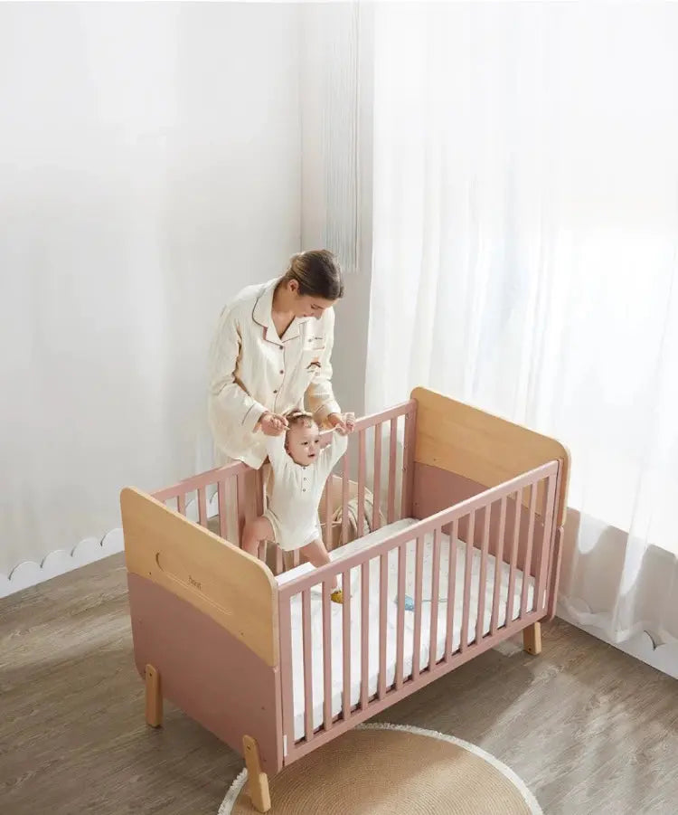 Elegant Basile Convertible Baby Crib and Cradle Bed for Seamless Nursery Transitions