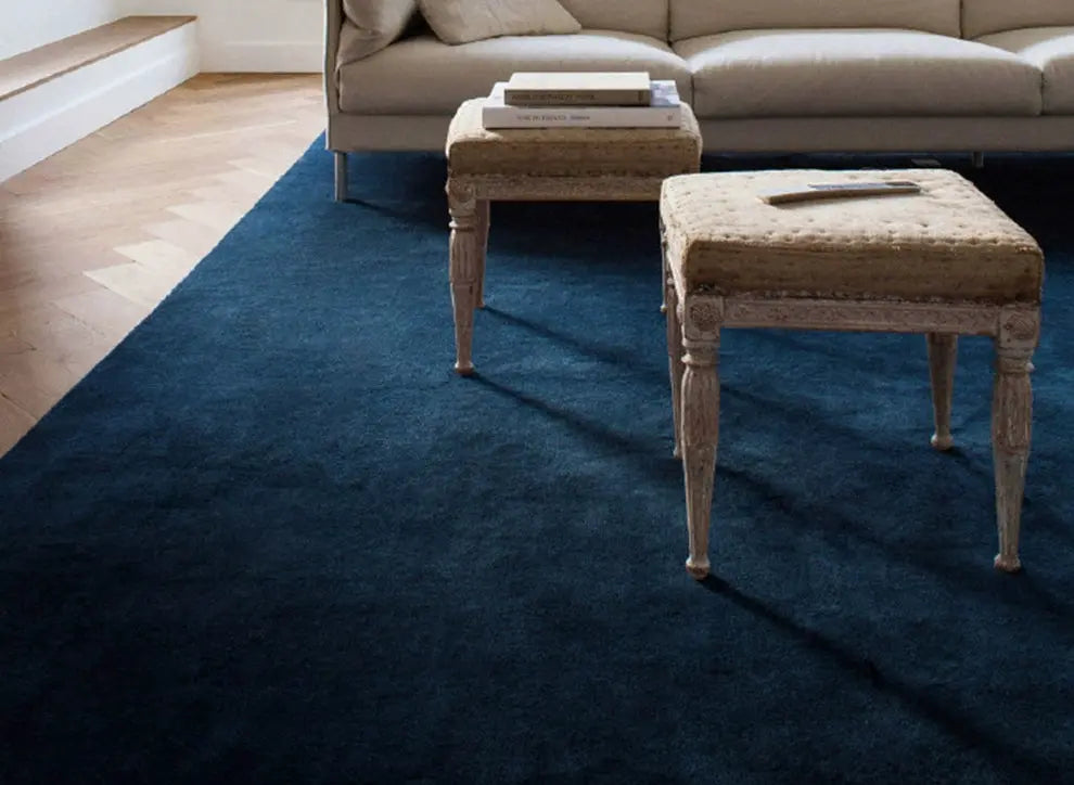 TheChildhood PaaDee Retro Pure Blue Carpet For Nursery Decor And Living Room Medieval Style Luxury