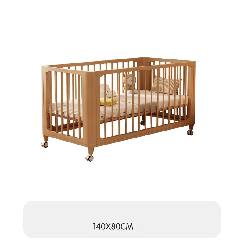 Elegant Alma Movable Wood Crib For Newborns With Safe Mobility And Premium Wood For Modern Nurseries