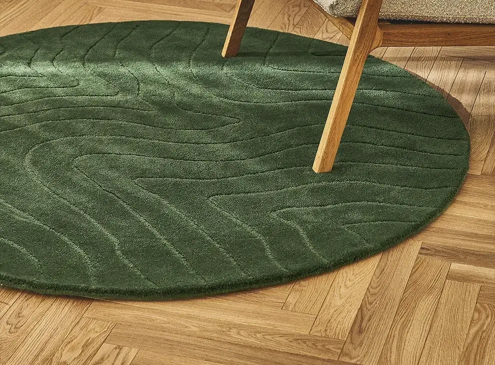 TheChildhood Violette Handmade Round Green Carpet Luxurious Medieval Style Nursery Rug