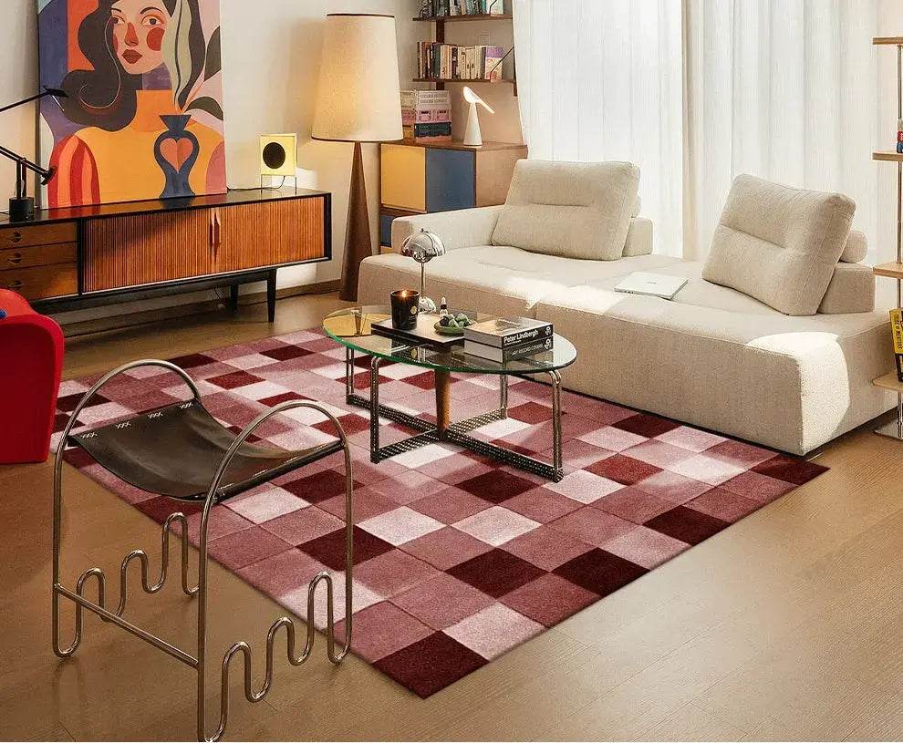 TheChildhood Celestine Handwoven Pink Plaid Rug For Nurseries FormaldehydeFree Luxury