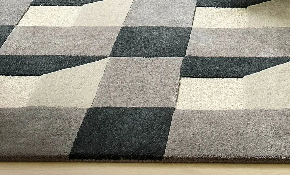 TheChildhood Modern French Geometric Plaid Nursery Rug Handmade