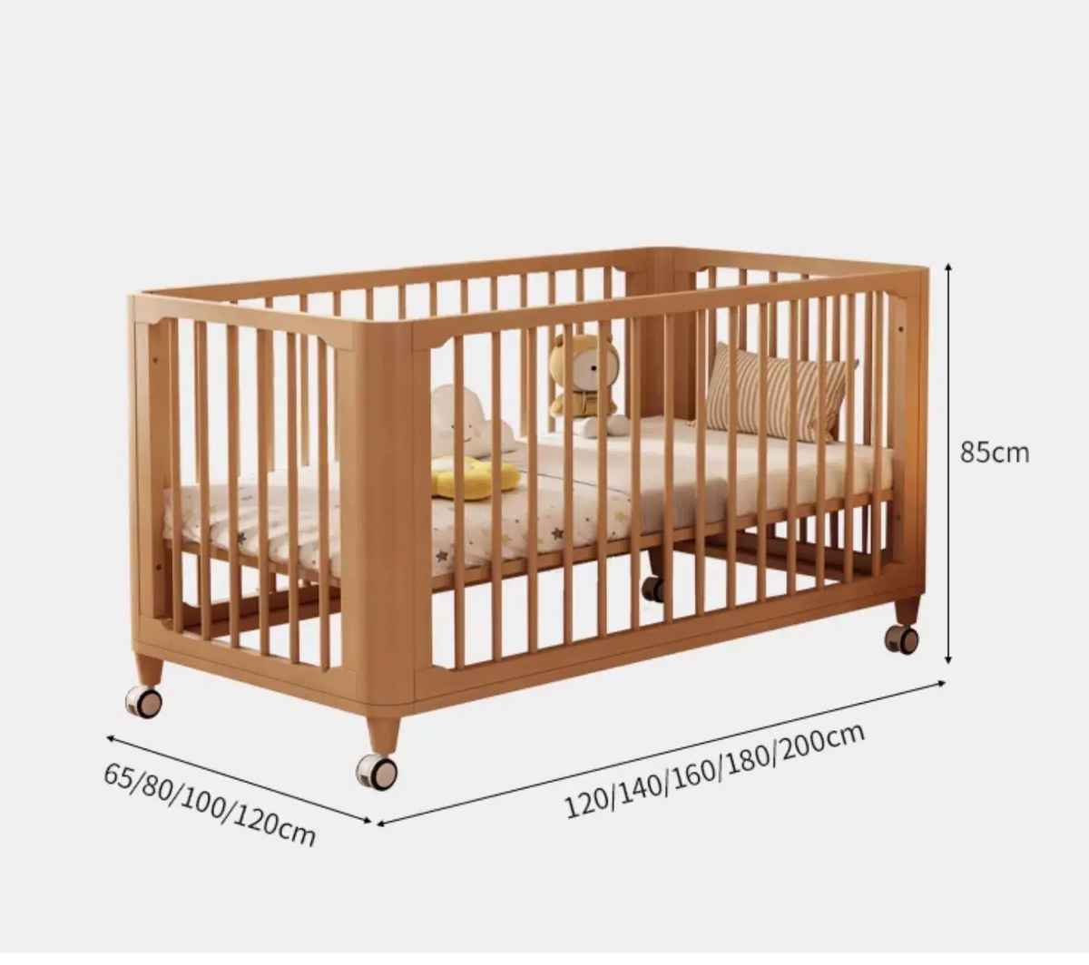 Elegant Alma Movable Wood Crib For Newborns With Safe Mobility And Premium Wood For Modern Nurseries