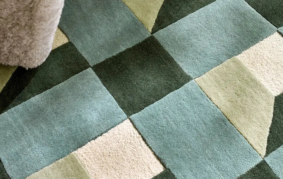 TheChildhood Modern French Geometric Plaid Nursery Rug Handmade