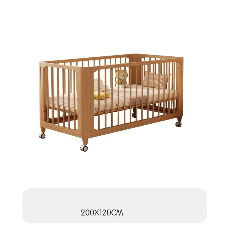 Elegant Alma Movable Wood Crib For Newborns With Safe Mobility And Premium Wood For Modern Nurseries