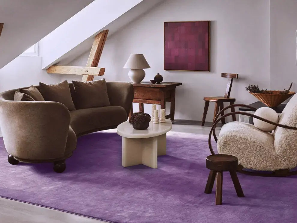 Sabine High-End Hand-Woven Purple Carpet – Luxurious Living Room Style