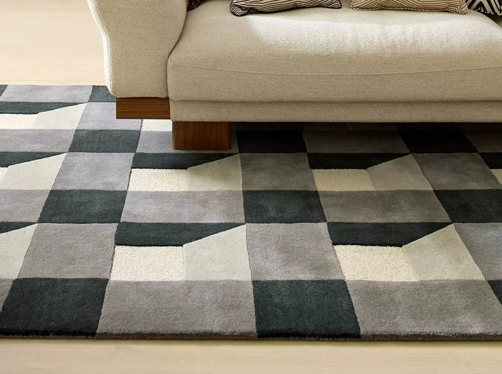 TheChildhood Modern French Geometric Plaid Nursery Rug Handmade