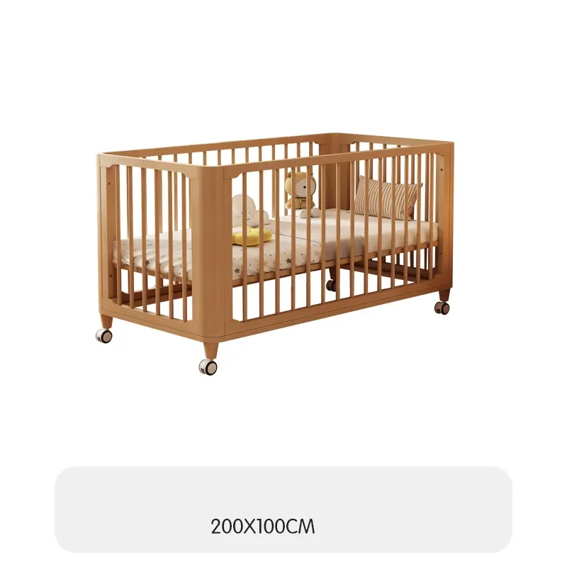 Elegant Alma Movable Wood Crib For Newborns With Safe Mobility And Premium Wood For Modern Nurseries