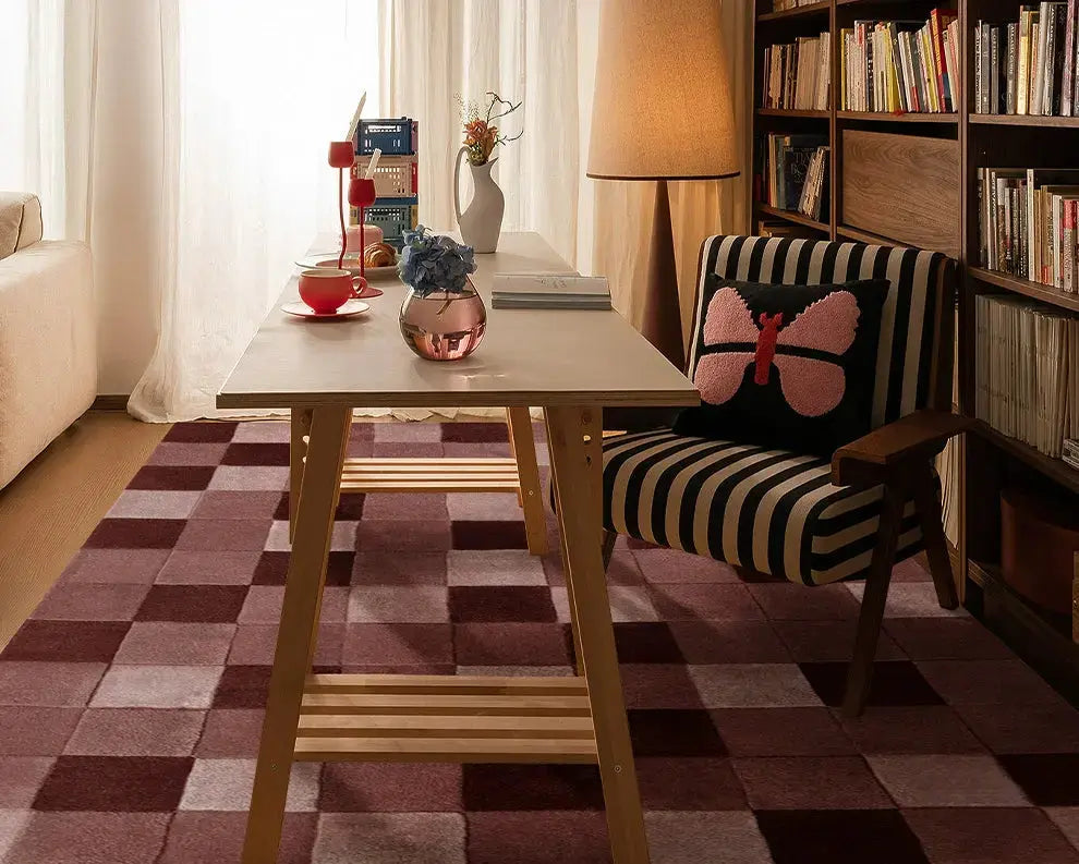 TheChildhood Celestine Handwoven Pink Plaid Rug For Nurseries FormaldehydeFree Luxury