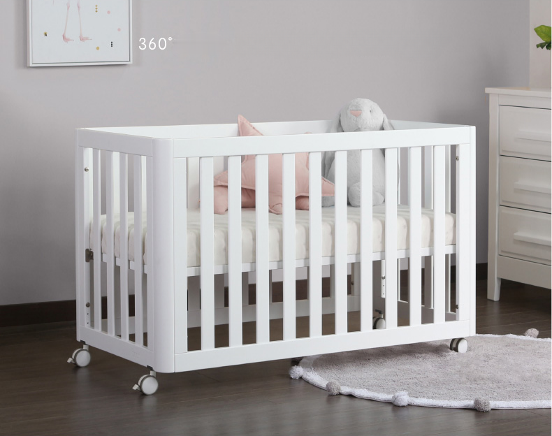Elegant Aurora Solid Wood Baby Crib - Sustainably Sourced Sleep Space