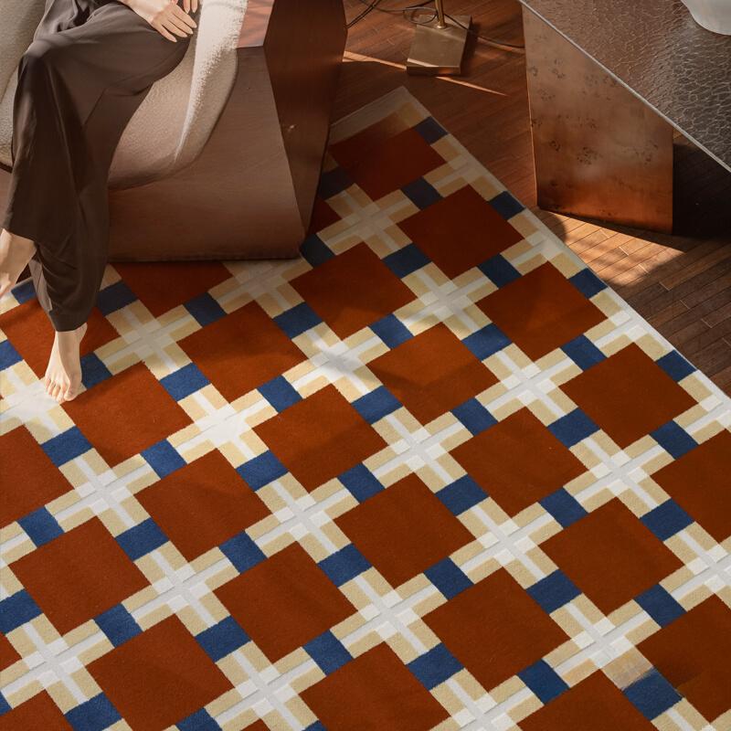 TheChildhood Vintage Plaid French Medieval Living Room Carpet For Nursery Decor 3D High End Rug Customizable