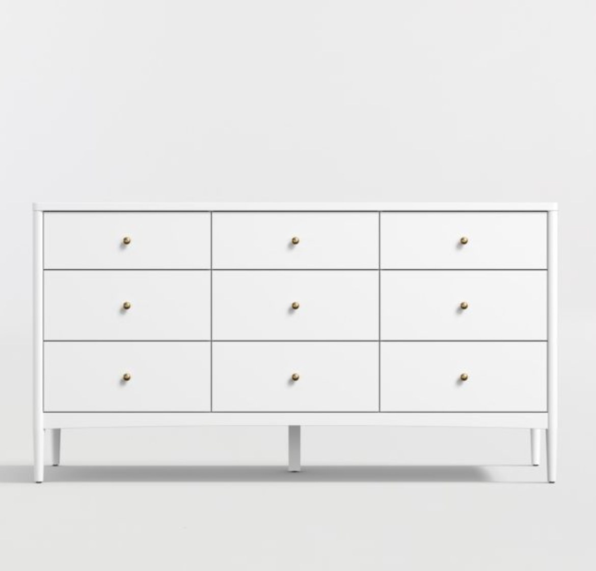 Hampshire 163cm Extra Wide Nine Drawer White Kids Dresser