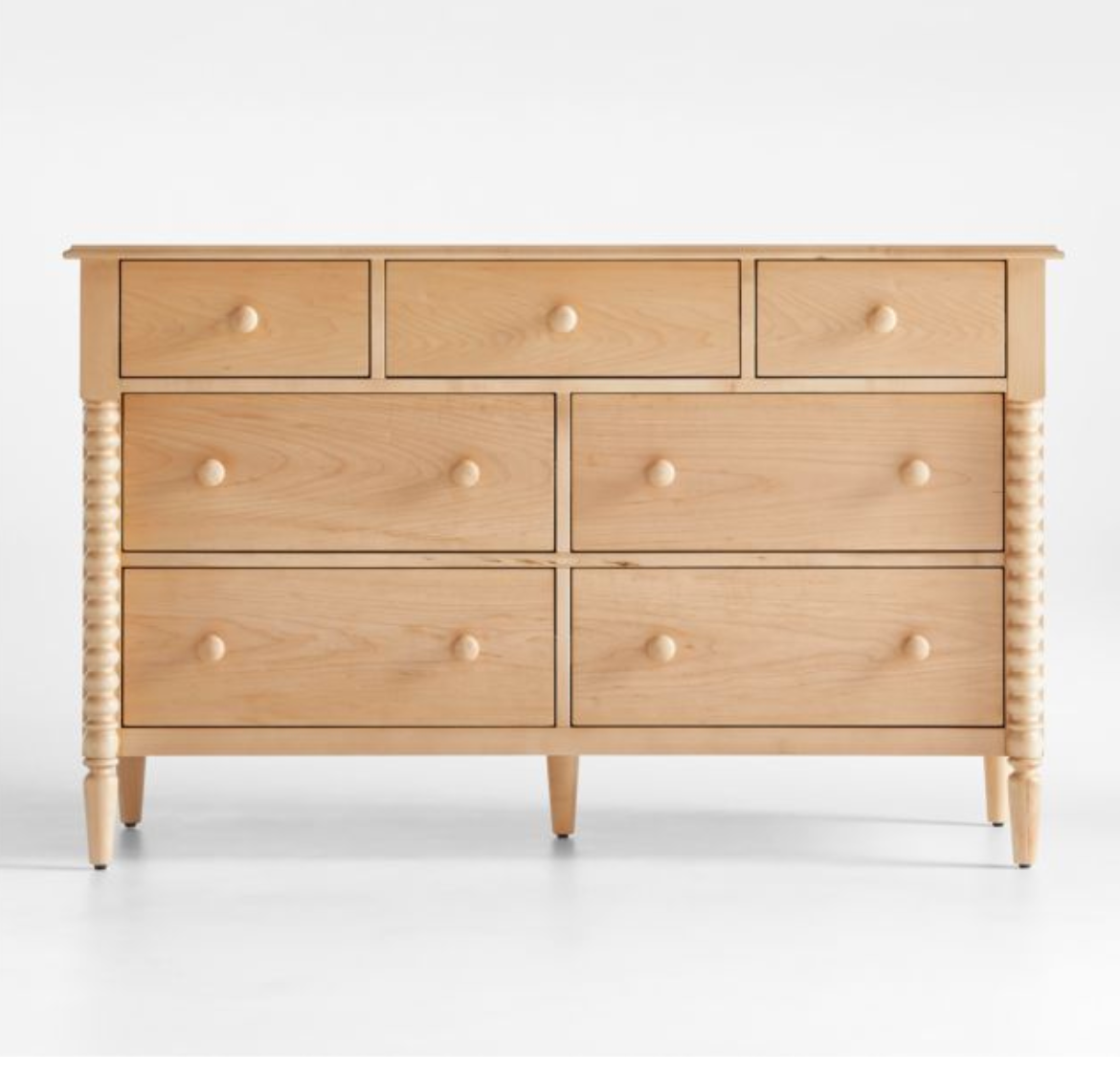 137cm Maple Wood Wide Spindle 7-Drawer Kids Dresser