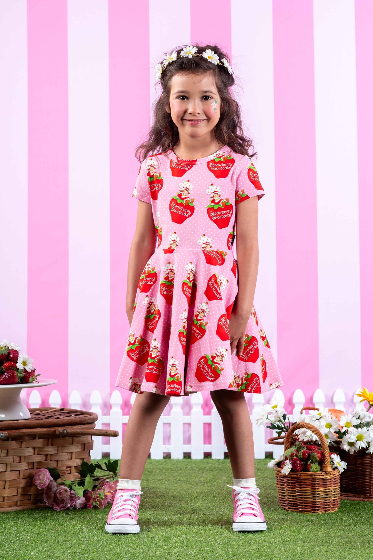 Strawberry Delight Short Sleeve Waisted Dress