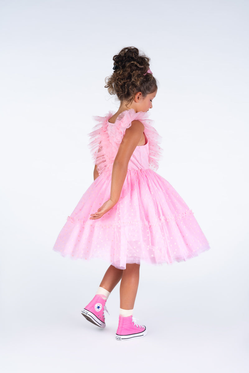 Pink Heart Tulle Party Dress