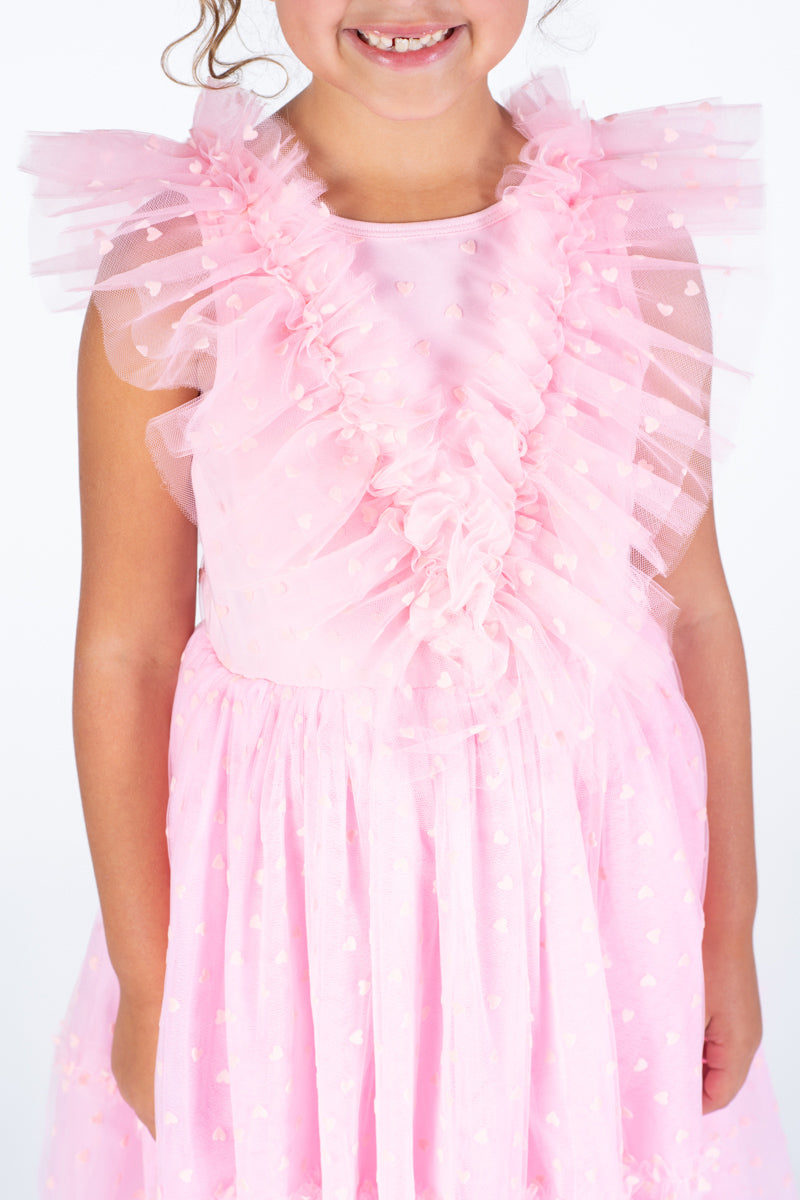 Pink Heart Tulle Party Dress