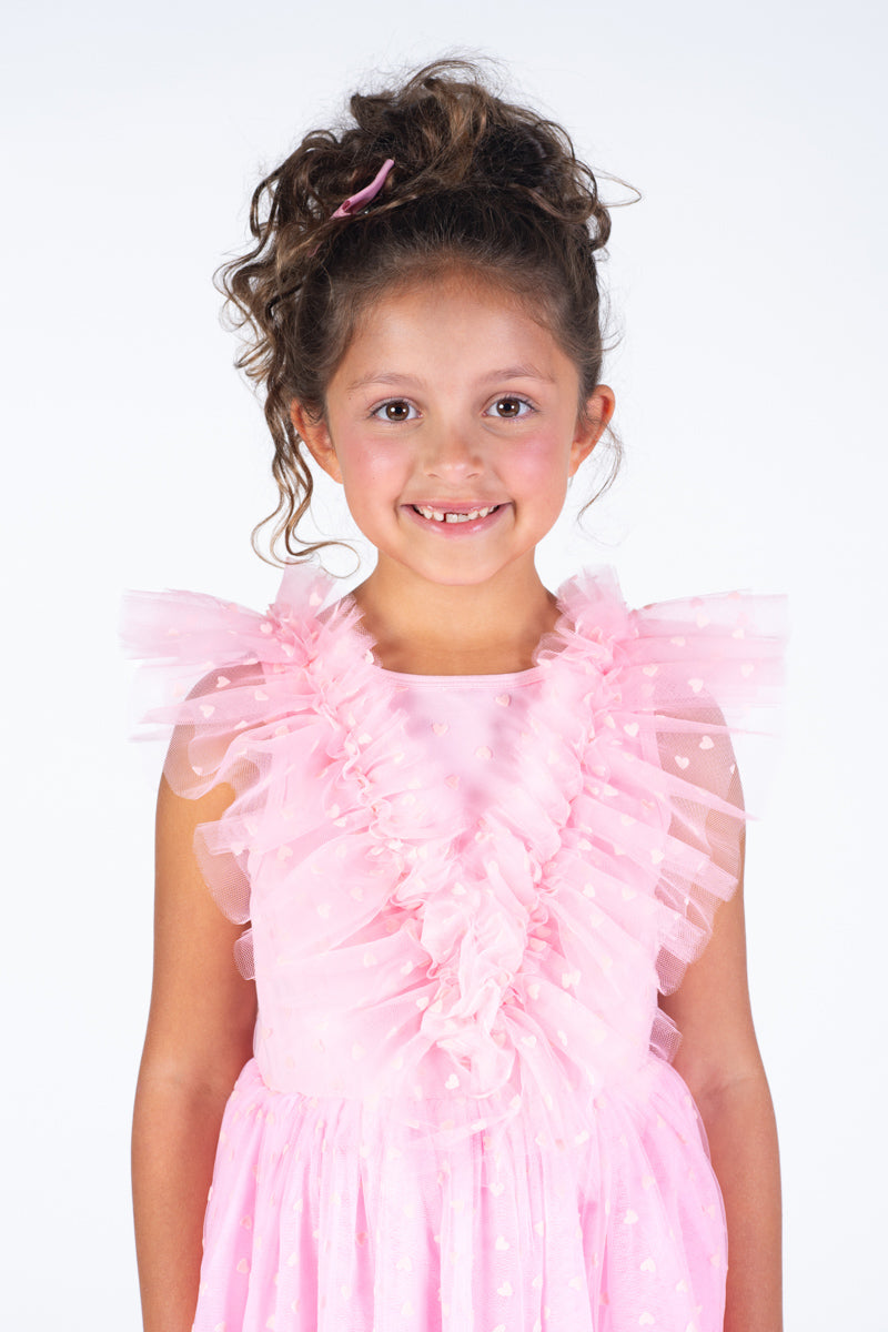 Pink Heart Tulle Party Dress