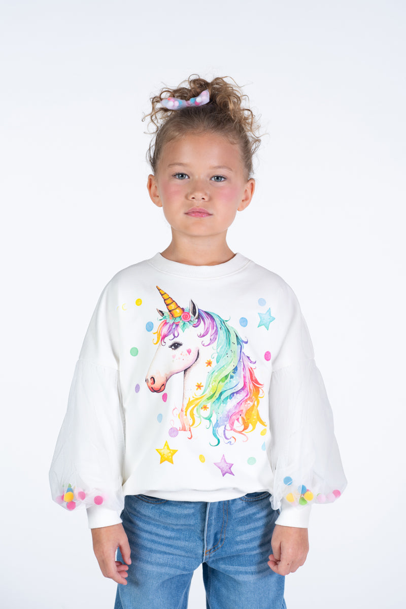 Unicorn Tulle Sleeve Sweatshirt