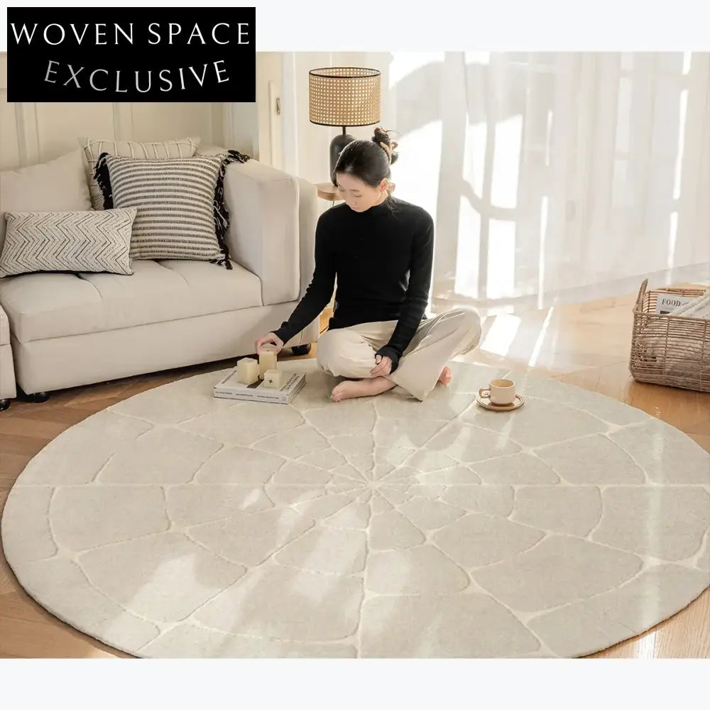 Chic Multi-Color Stripe Hand-Tufted Wool Round Area Rug for Modern Living Room Decor