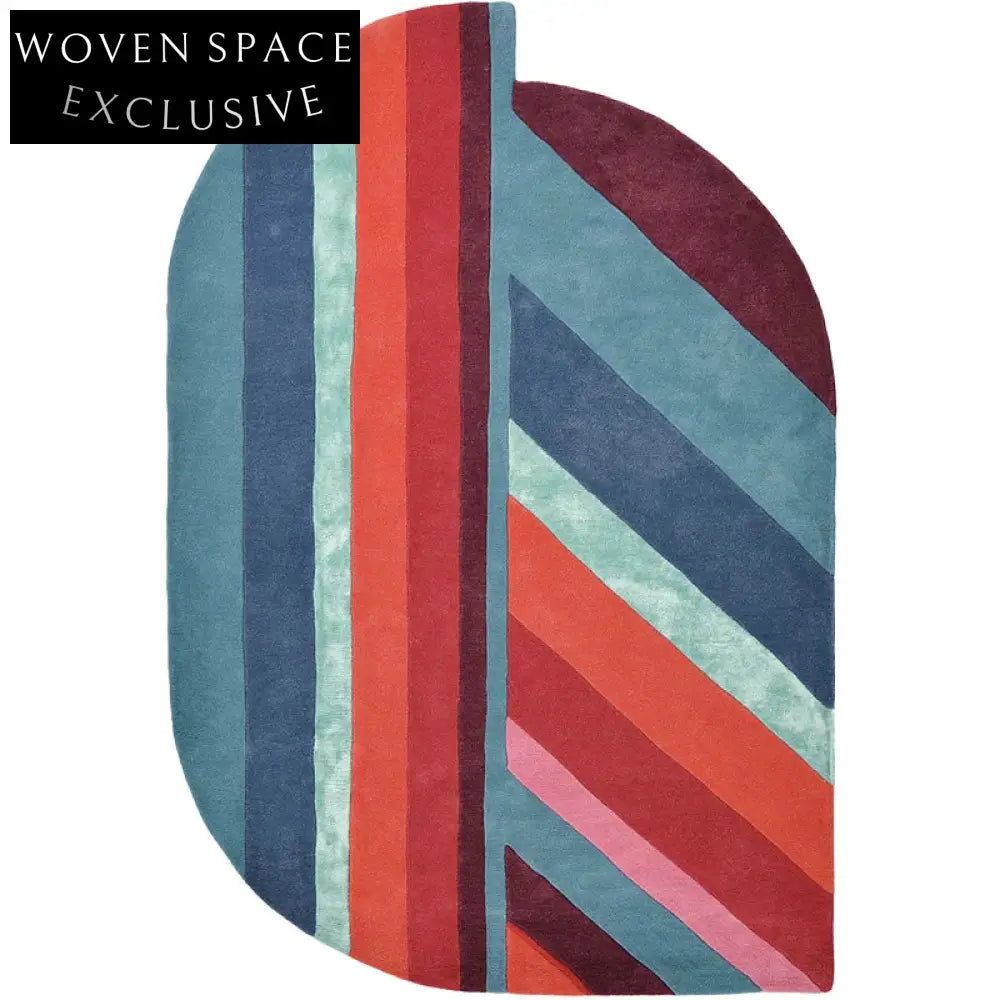 Coze Elegant Modern Pink Stripe Geometric Polyester Area Rug for Living Room