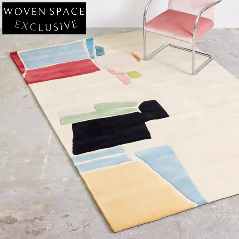 COZE French Style Hand-Tufted Geometric Area Rug Colorful Modern Bedroom