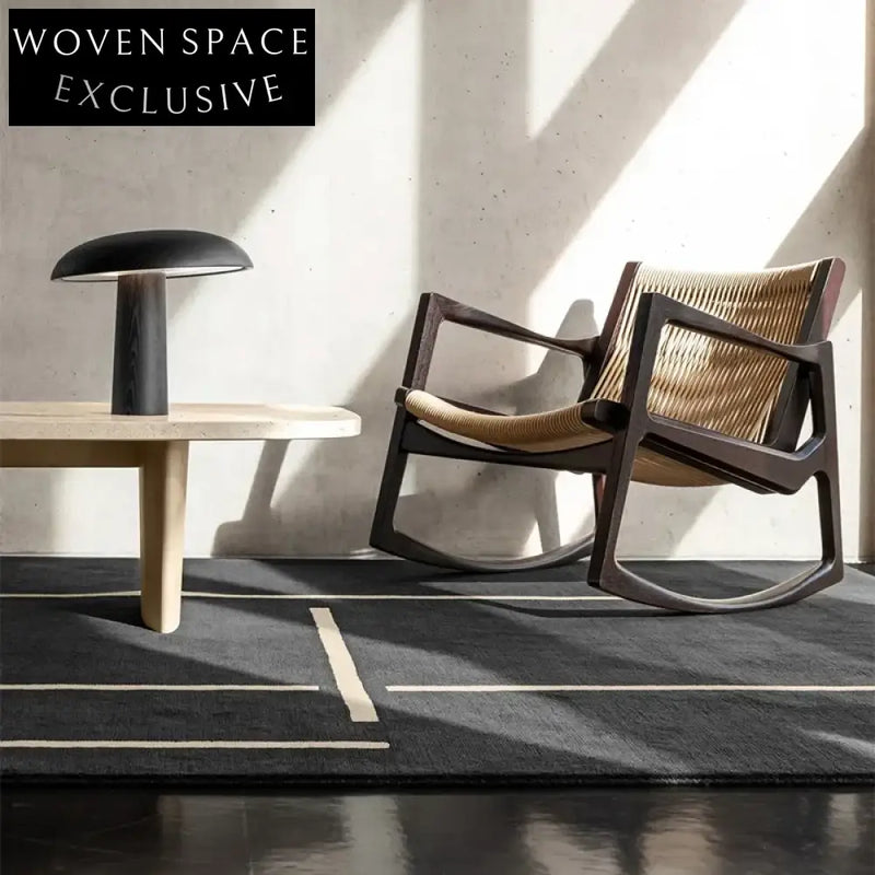 Elegant Black Modern Hand-Tufted Custom Living Room Accent Carpet