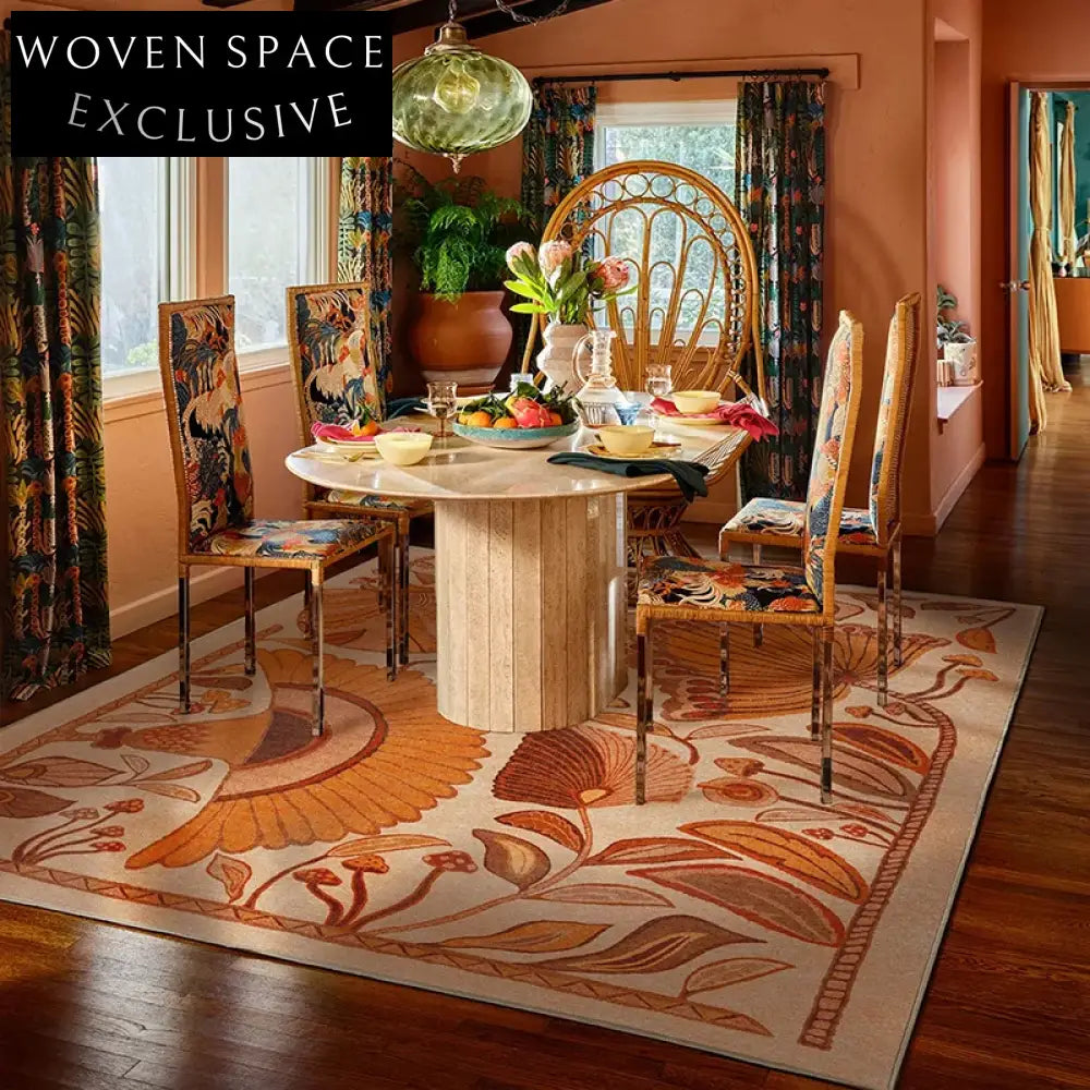 Elegant French Retro Abstract Floral Hand Tufted Polyester Area Rug for Home