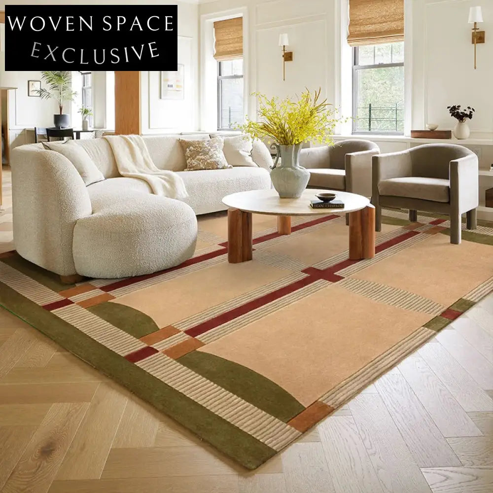 Elegant French Vintage Hand-Tufted Maillard Color Area Rug for Home Decor