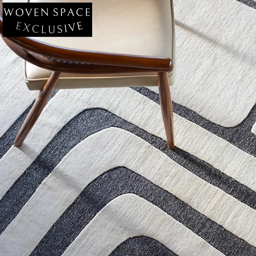 Hand-Made Thick Polyester Geometric Area Rug for Modern Home Decor