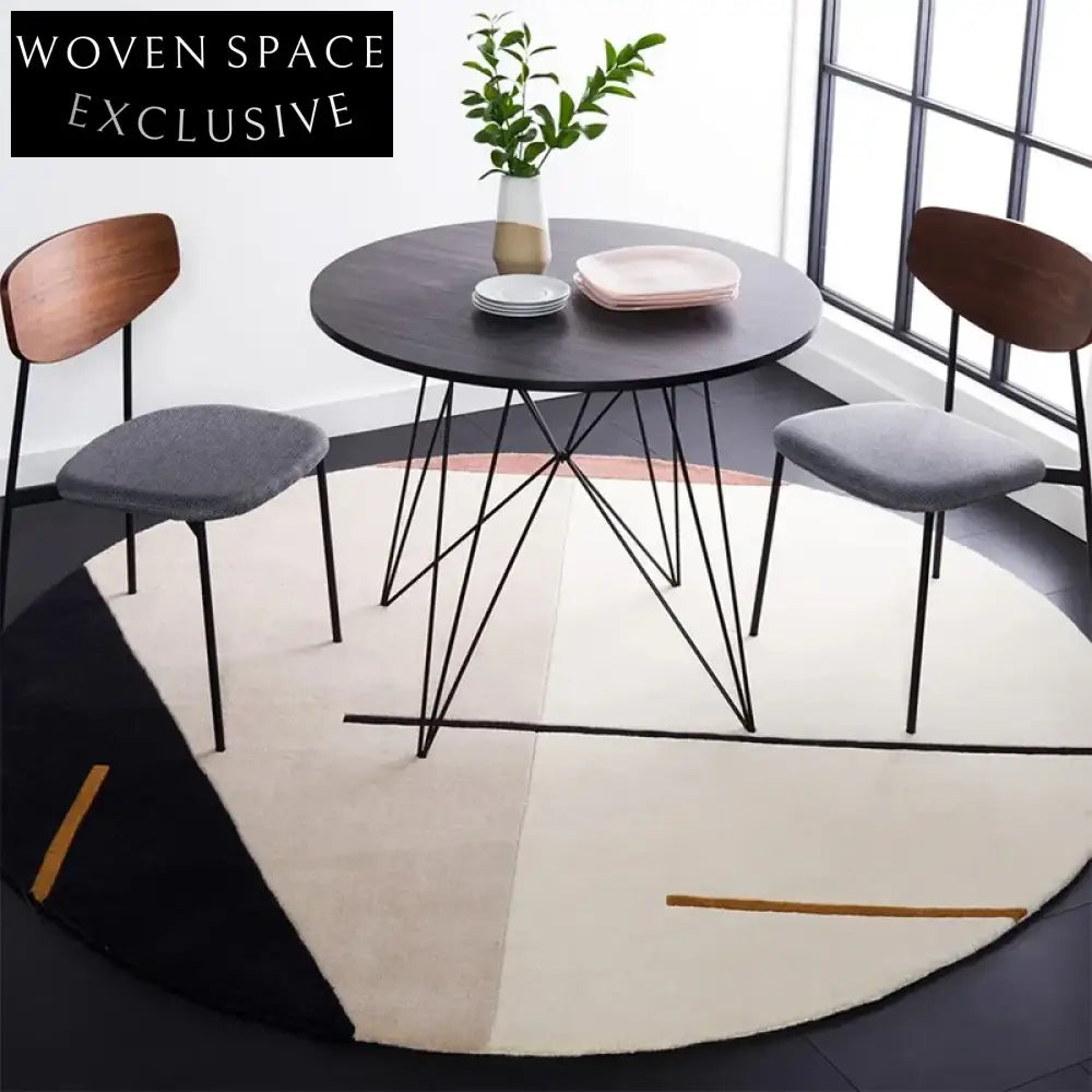 Handmade Modern Minimalist Geometric Polyester Area Rug for Home Living Room
