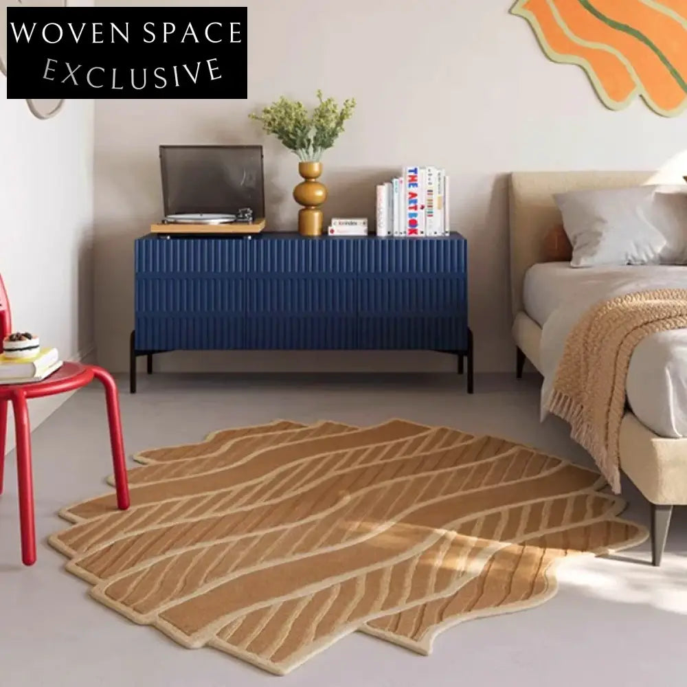 Handmade Modern Thickened Polyester Irregular Area Rug for Living Room Bedroom Hallway