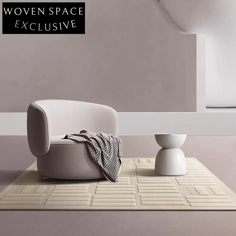 Handmade Plush Cream Luxury Area Rug Modern Minimalist Design for Living Room