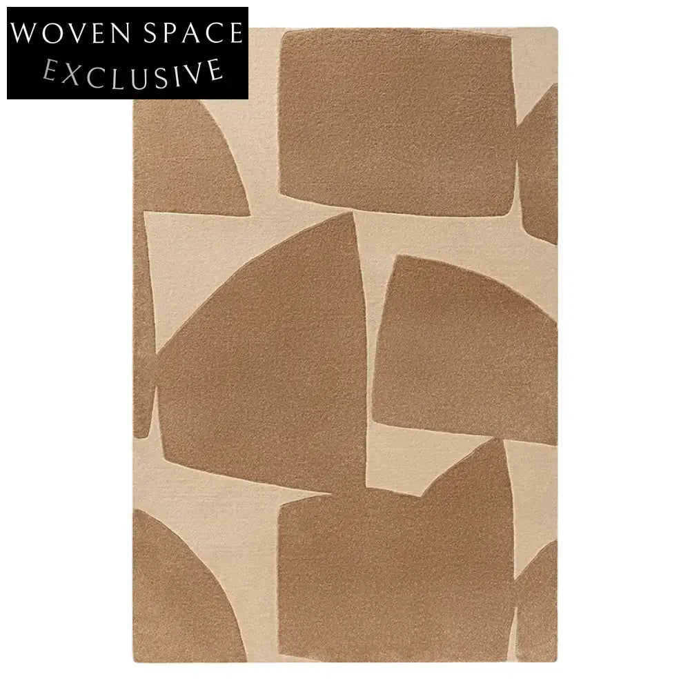 Handmade Thick Polyester Fiber Nordic Cream Geometric Pattern Area Rug