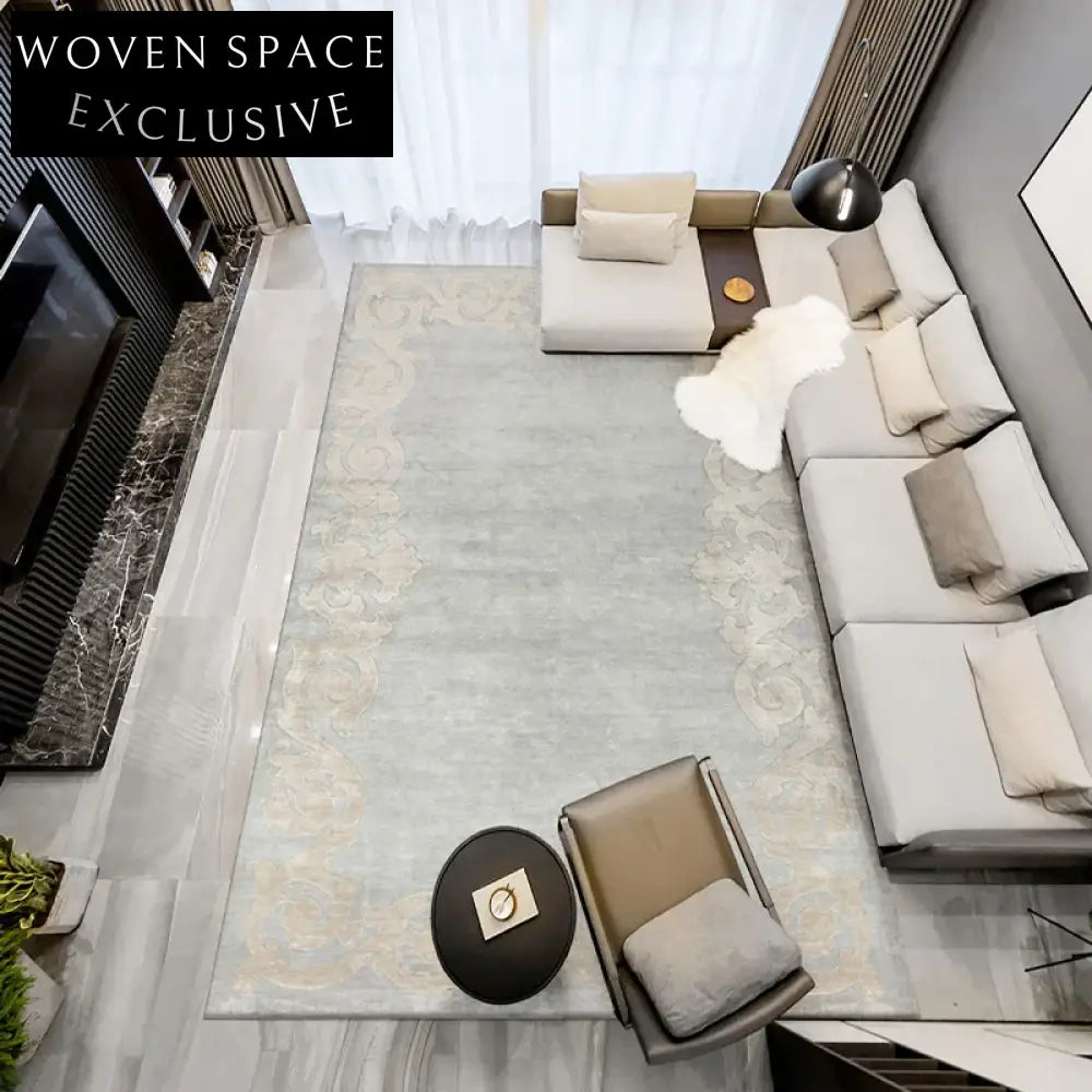 Italian Luxury Geometric Hand-Tufted Tencel Carpet for Modern Living Room Bedroom