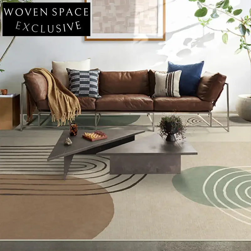 Luxurious Modern Italian Style Gray Custom Polyester Area Rug for Living Room