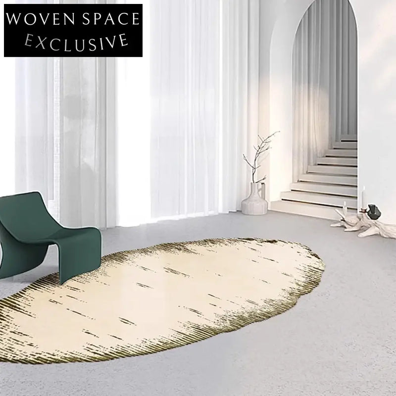 Luxury French Cream Polyester Fur Irregular Plush Living Room Area Rug