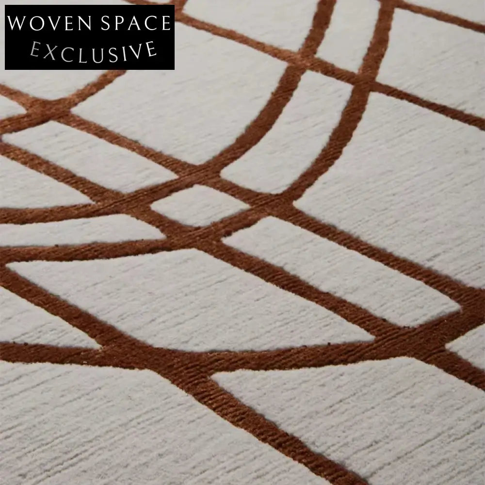 Luxury Handmade Modern Striped Pattern Polyester Area Rug for Living Room Decor