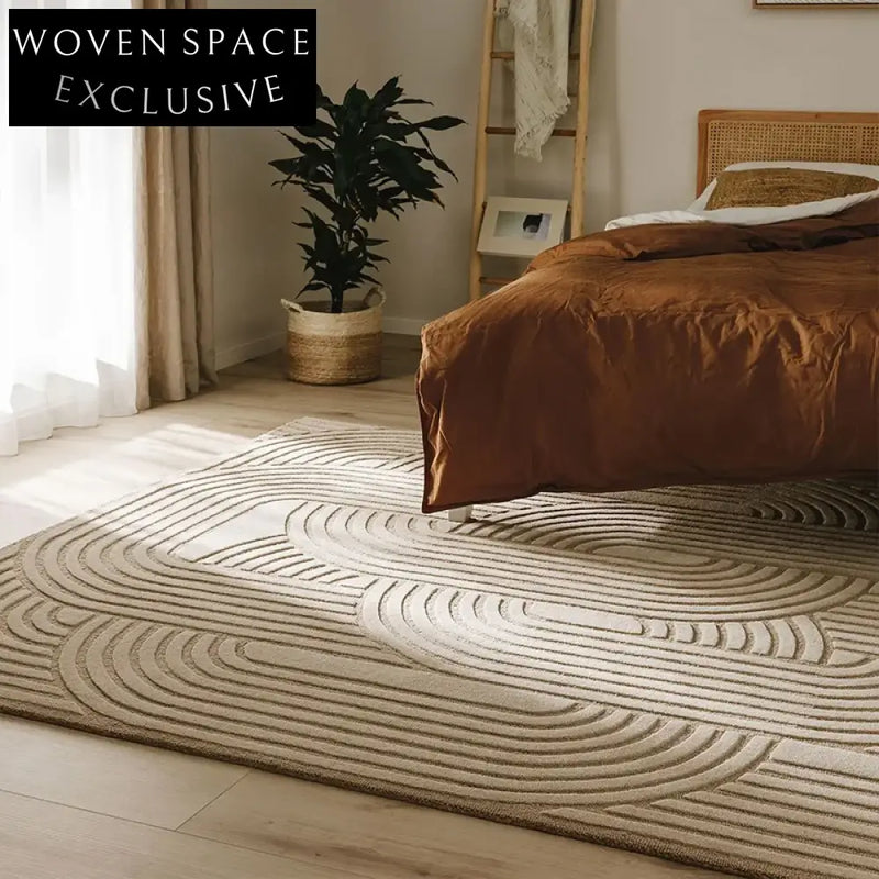 Luxury Modern Hand-Tufted Striped Polyester Area Rug for Living Room Bedroom