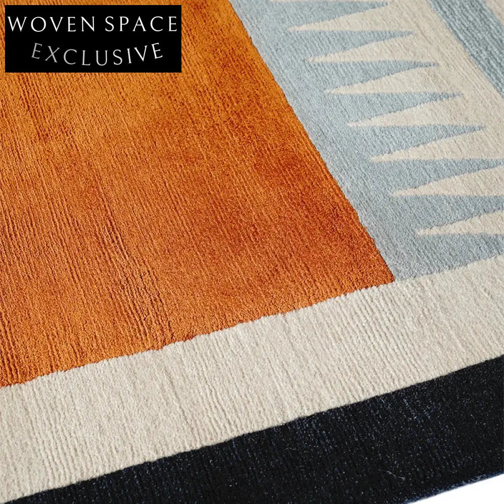 Modern Abstract Geometric Polyester Rug, Hand Tufted Design for Living Room